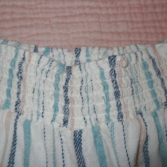 Briggs Linen Blend Pull On Shorts Size XL High Rise Elastic Waist Pocket Striped - Picture 6 of 7